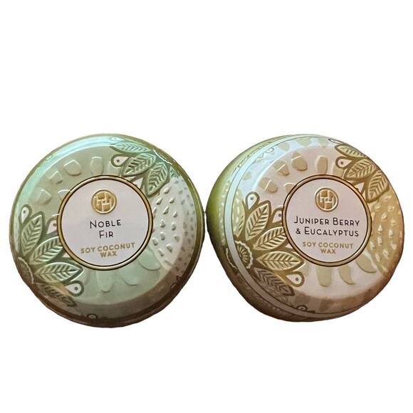 Huntington Home Soy Coconut Wax Candles Mini Tins Noble Fir & Juniper Berry - Picture 1 of 4
